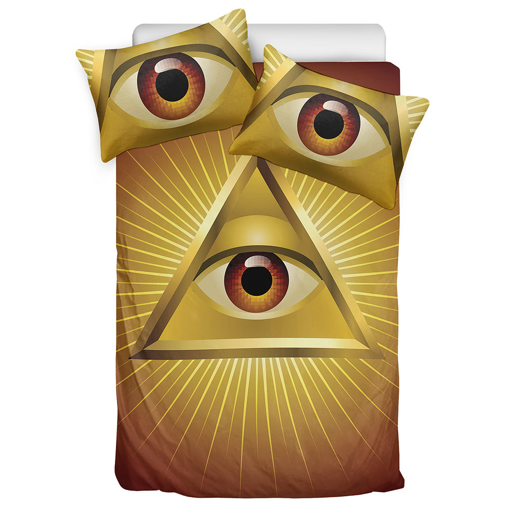 Masonic Eye Sight Print Duvet Cover Bedding Set