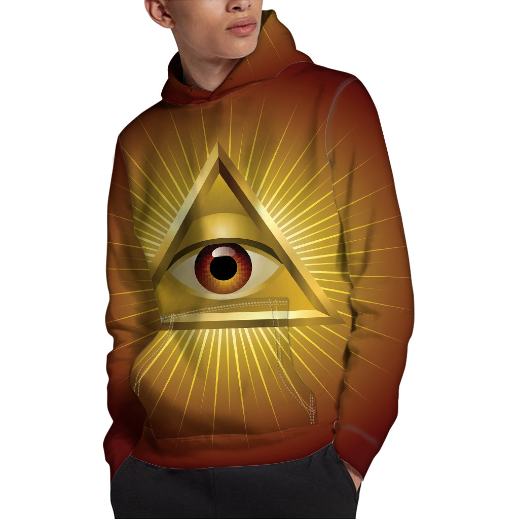 Masonic Eye Sight Print Pullover Hoodie