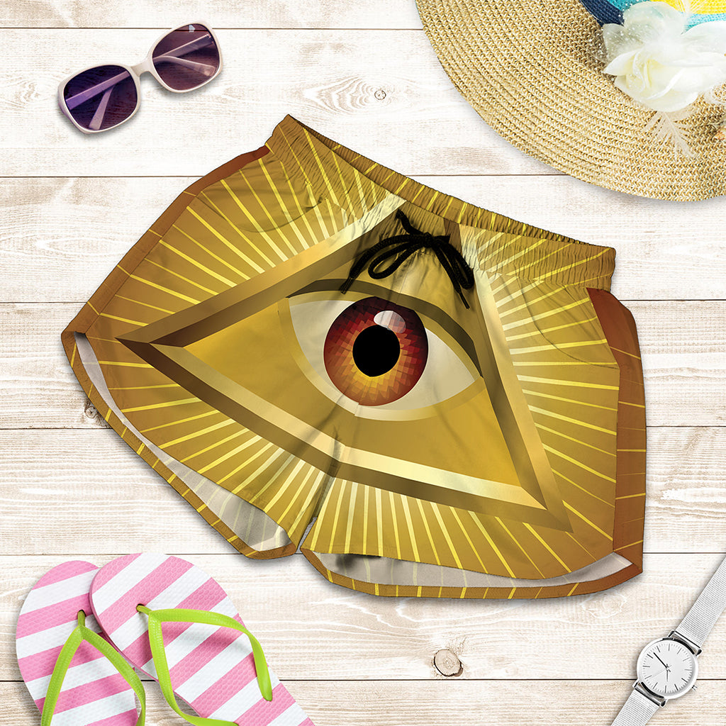Masonic Eye Sight Print Women's Shorts