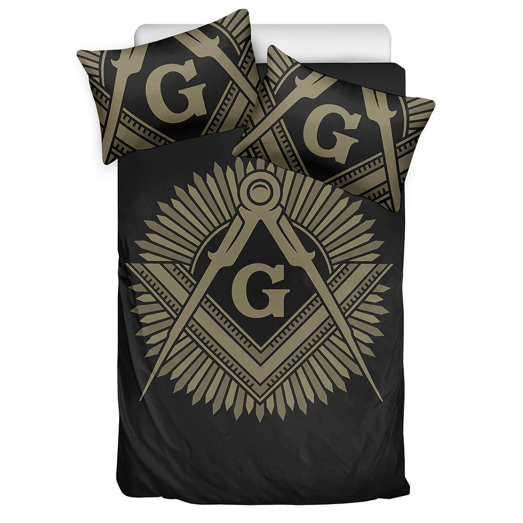 Masonic Freemasonry Print Duvet Cover Bedding Set