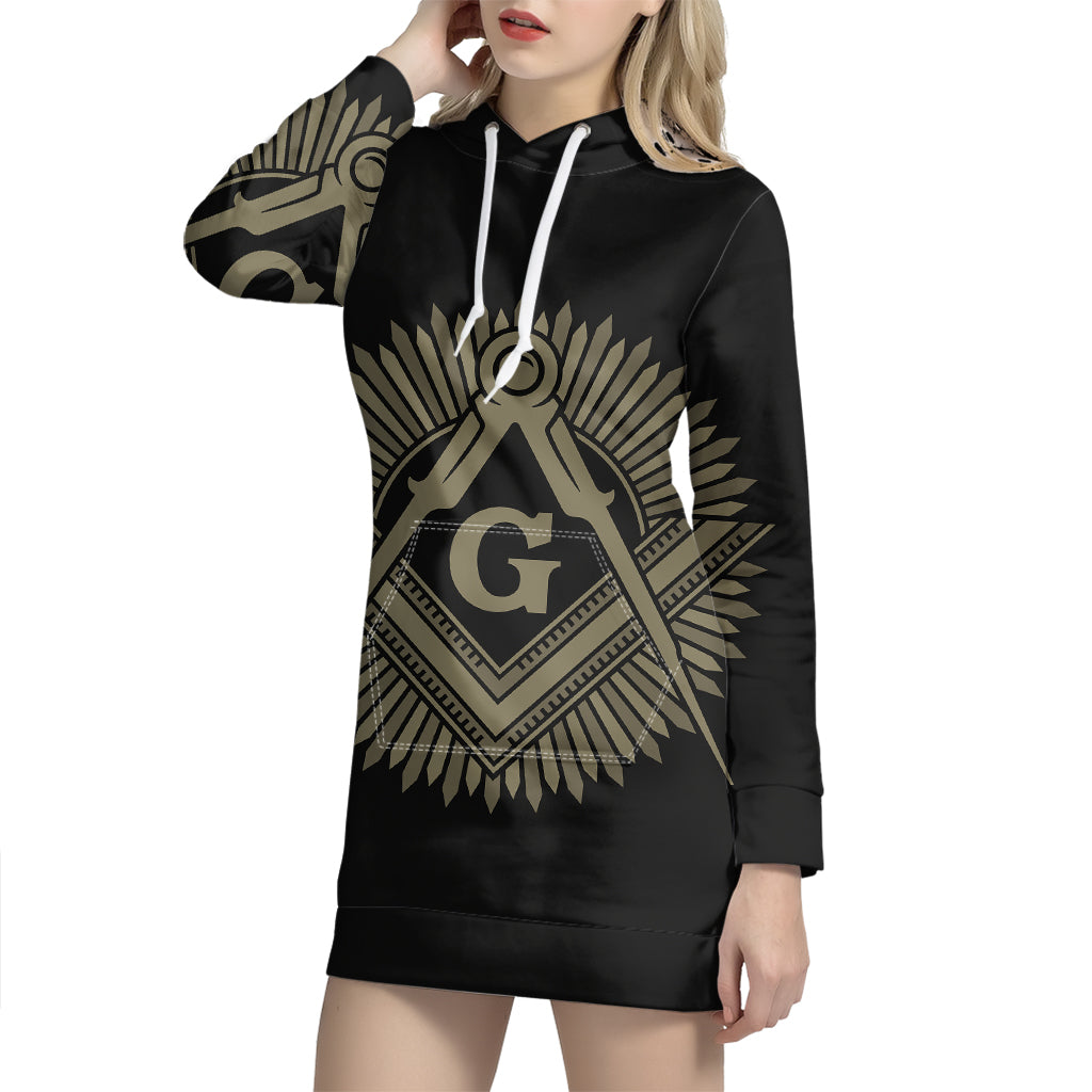 Masonic Freemasonry Print Pullover Hoodie Dress