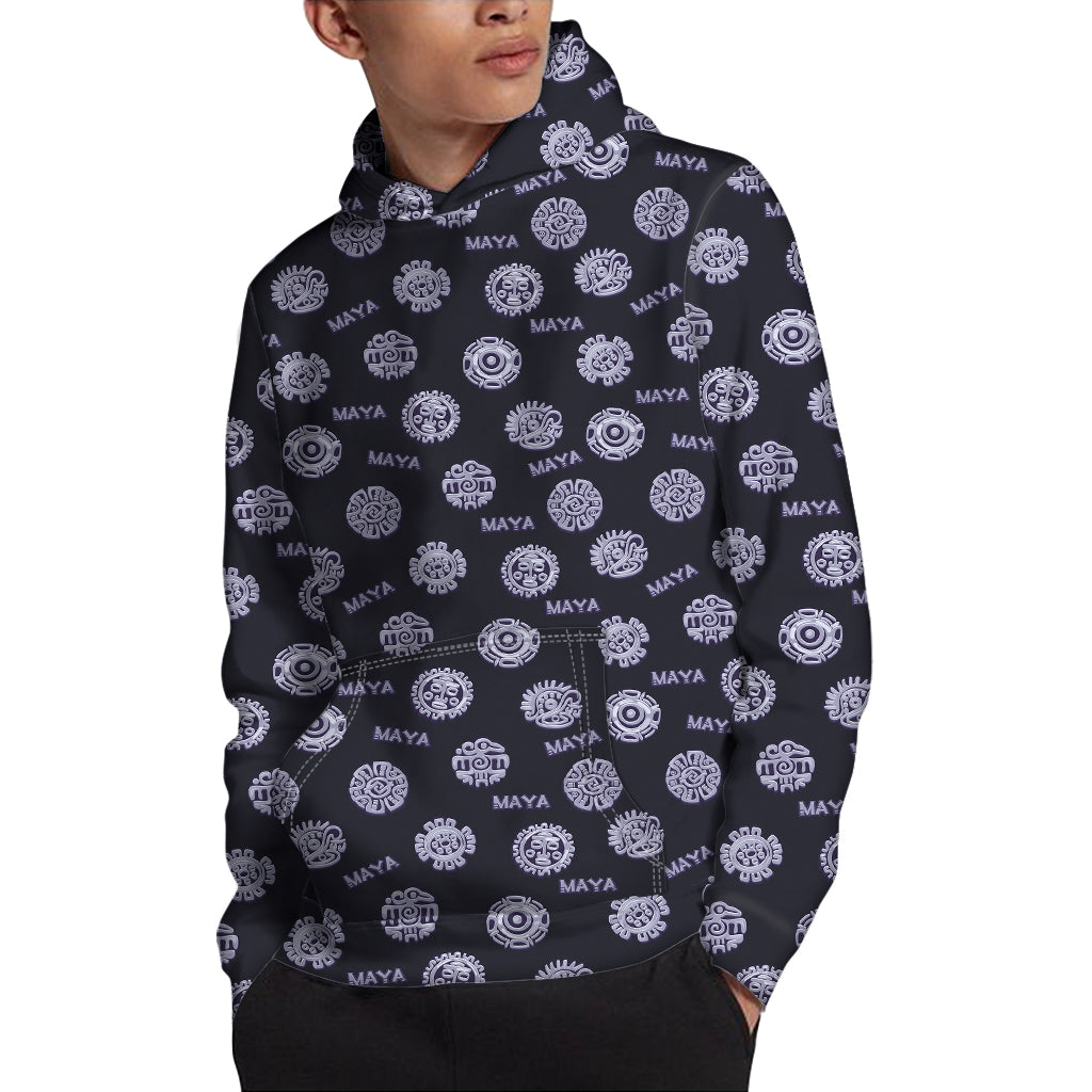 Maya Symbol Pattern Print Pullover Hoodie