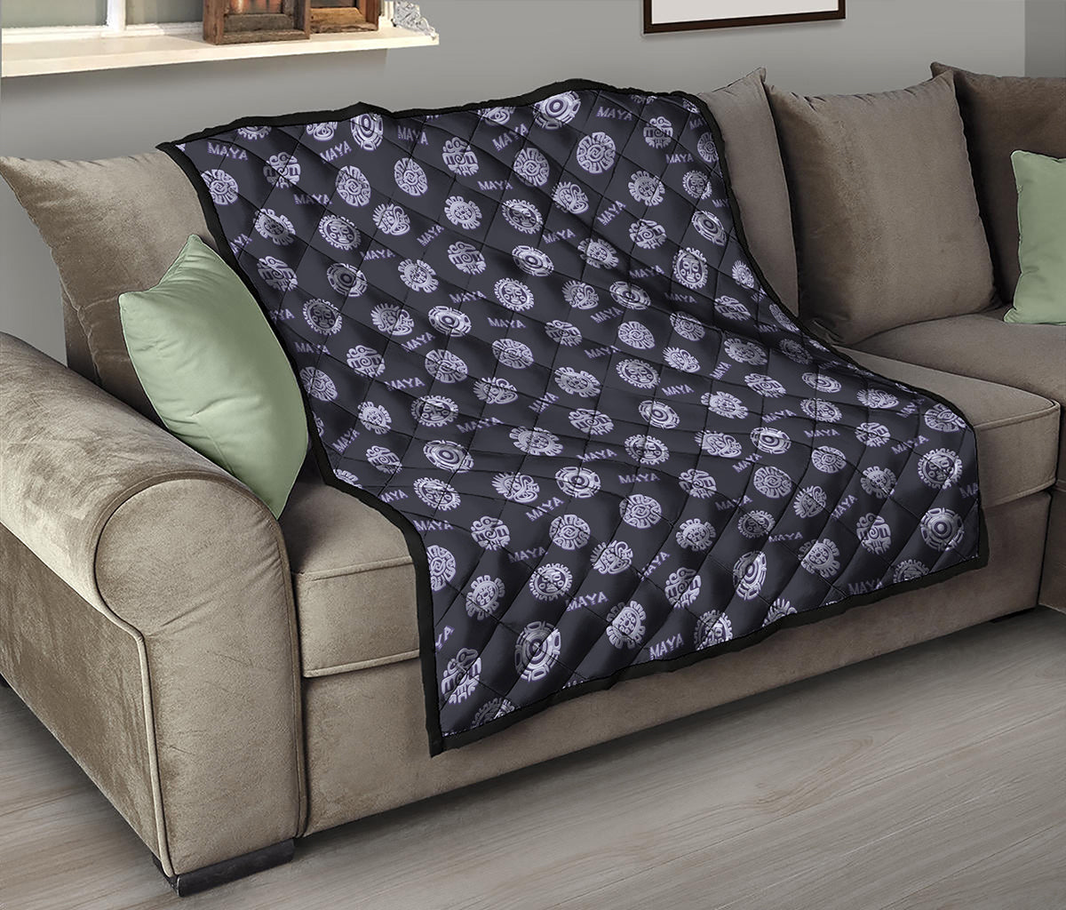 Maya Symbol Pattern Print Quilt