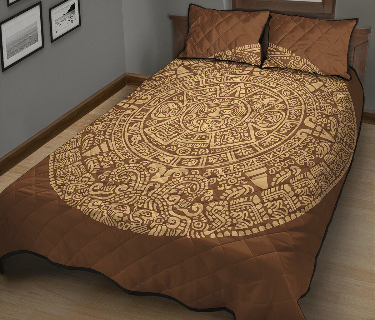 Mayan Calendar Print Quilt Bed Set