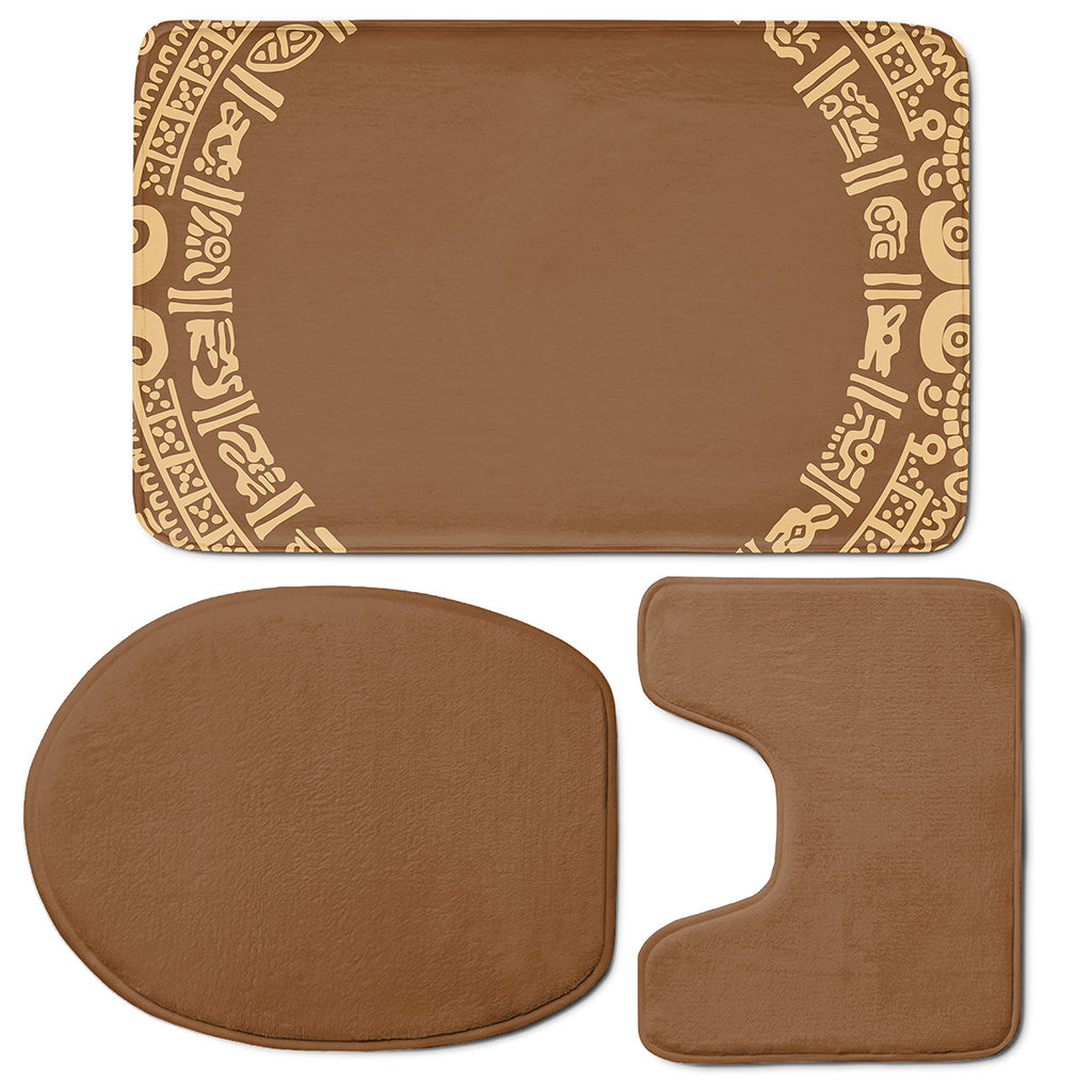 Mayan Circle Symbol Print 3 Piece Bath Mat Set