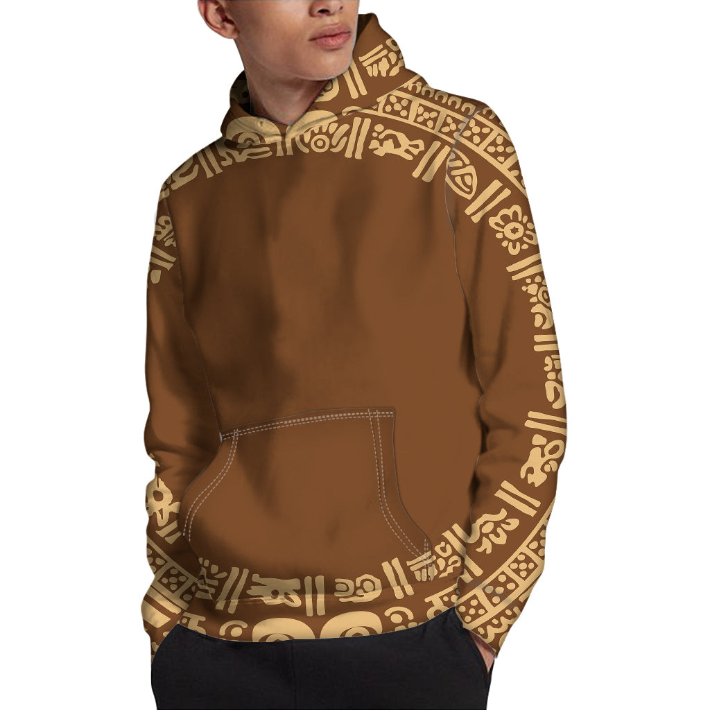 Mayan Circle Symbol Print Pullover Hoodie