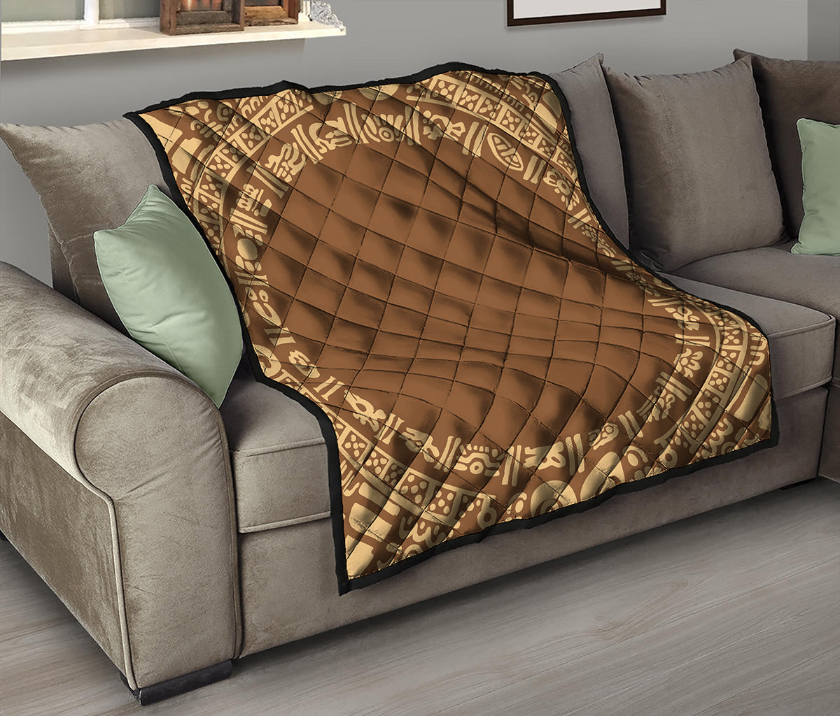 Mayan Circle Symbol Print Quilt
