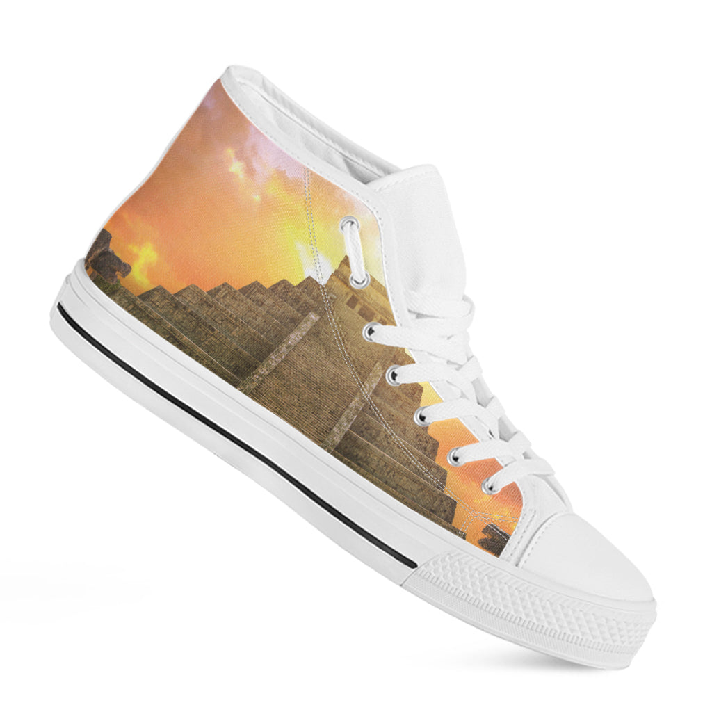 Mayan Civilization Print White High Top Shoes