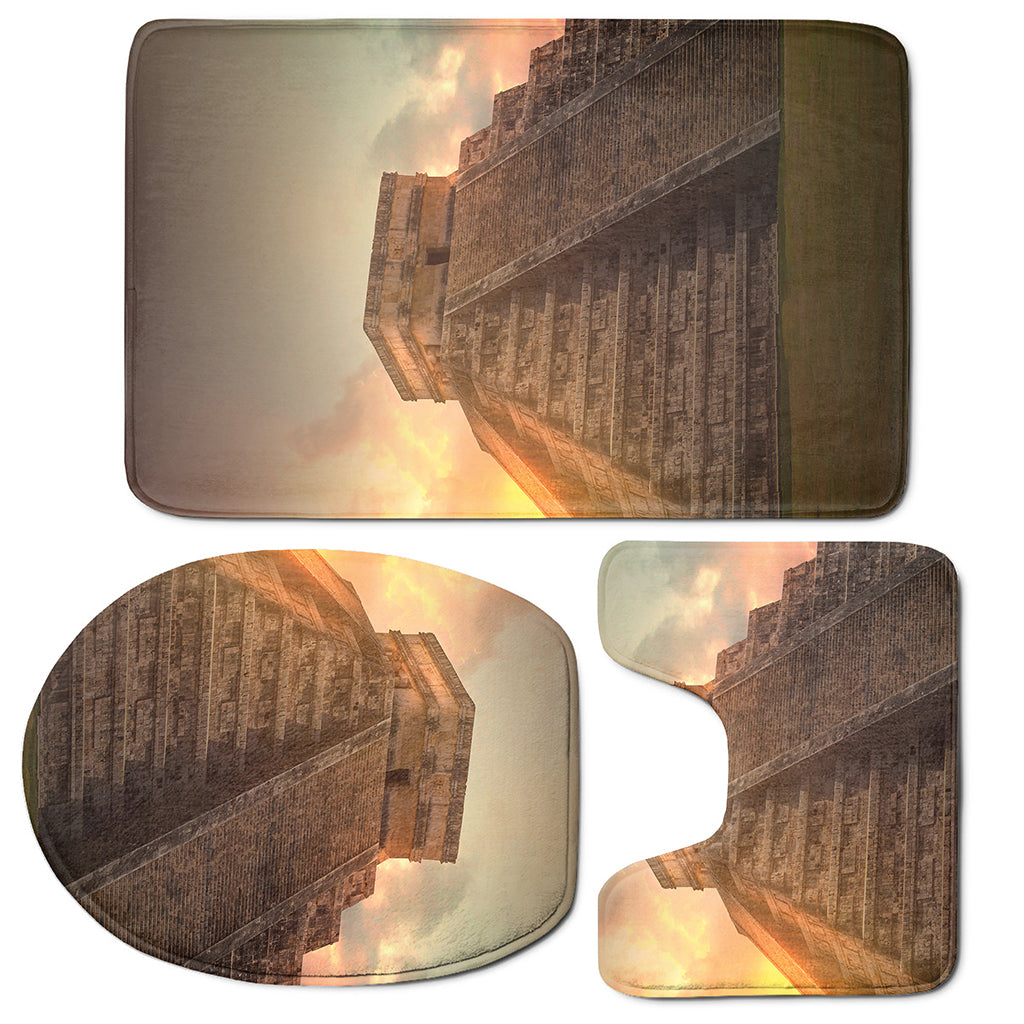Mayan Pyramid Print 3 Piece Bath Mat Set