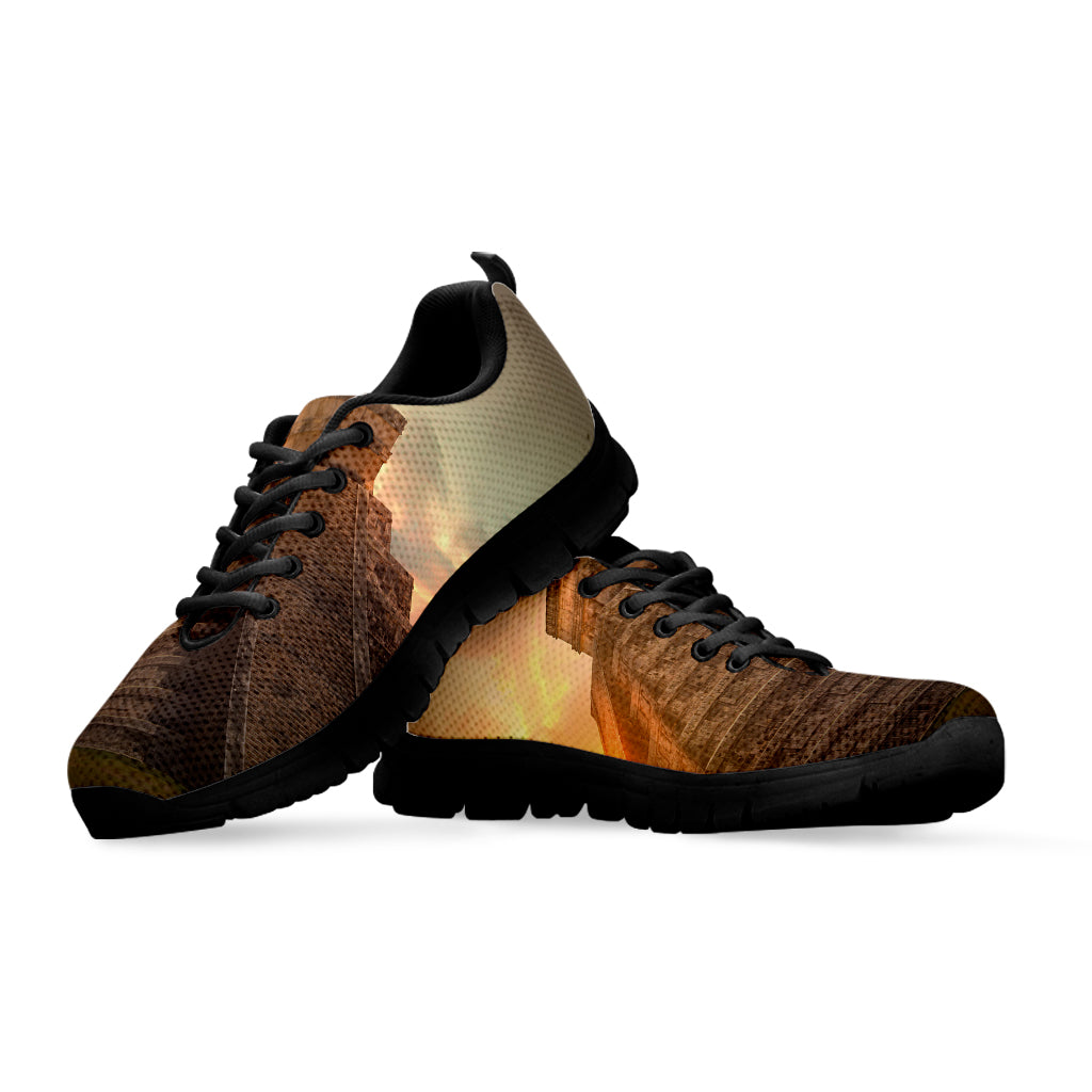 Mayan Pyramid Print Black Sneakers