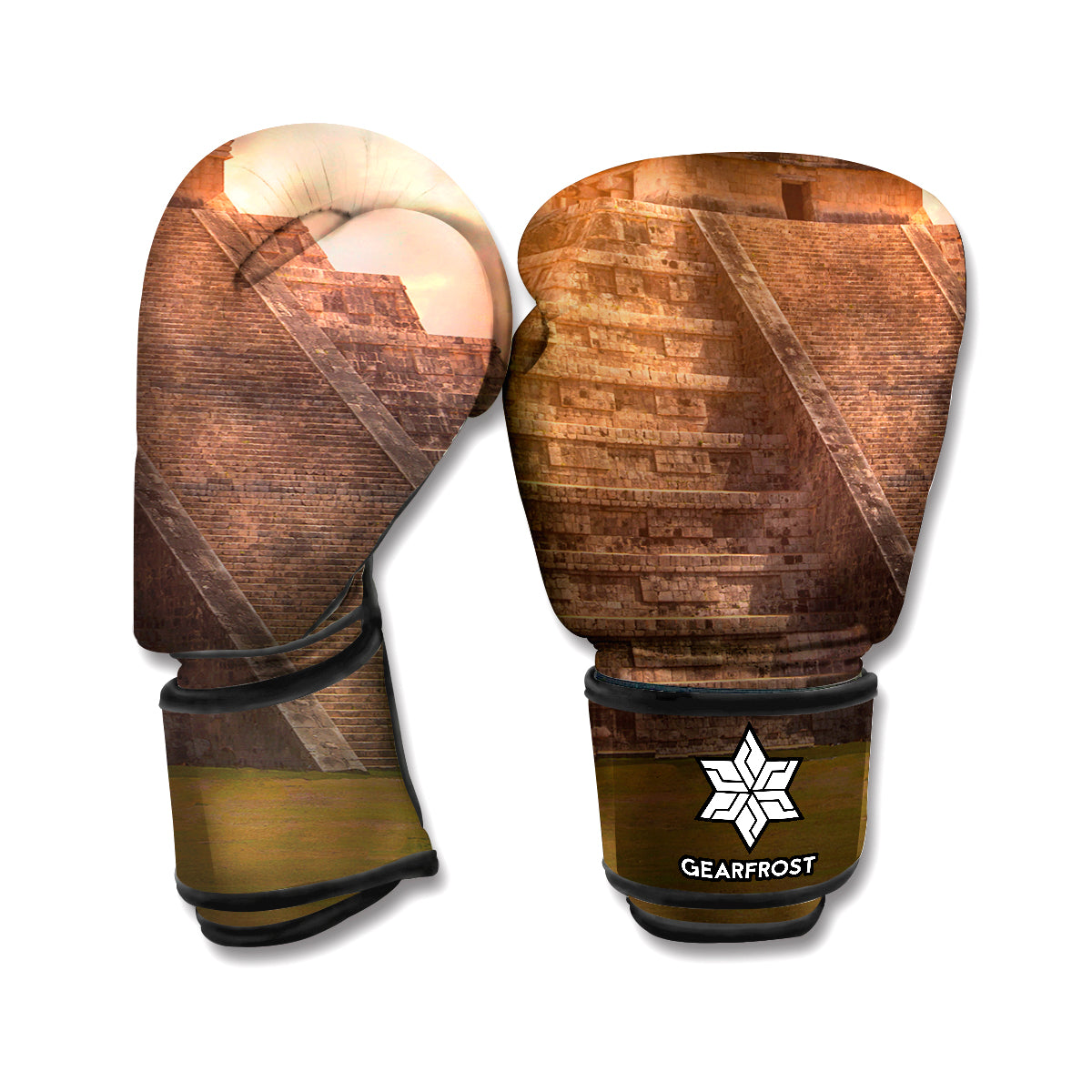 Mayan Pyramid Print Boxing Gloves