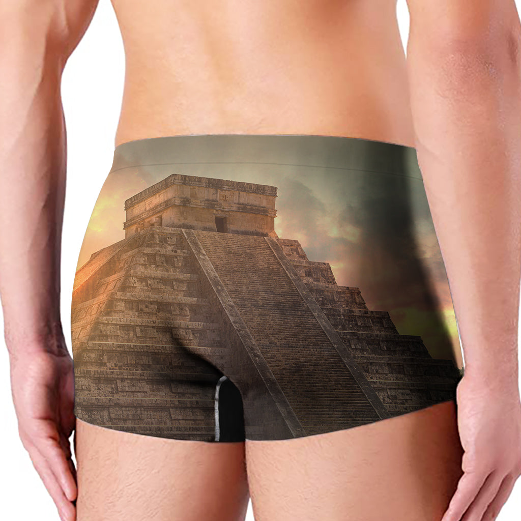 Mayan Pyramid Print Men's Boxer Briefs