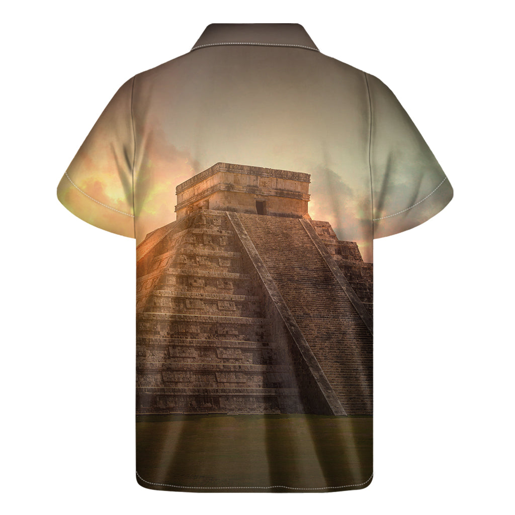 Mayan Pyramid Print Men's Short Sleeve Shirt