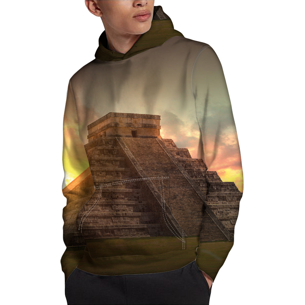Mayan Pyramid Print Pullover Hoodie