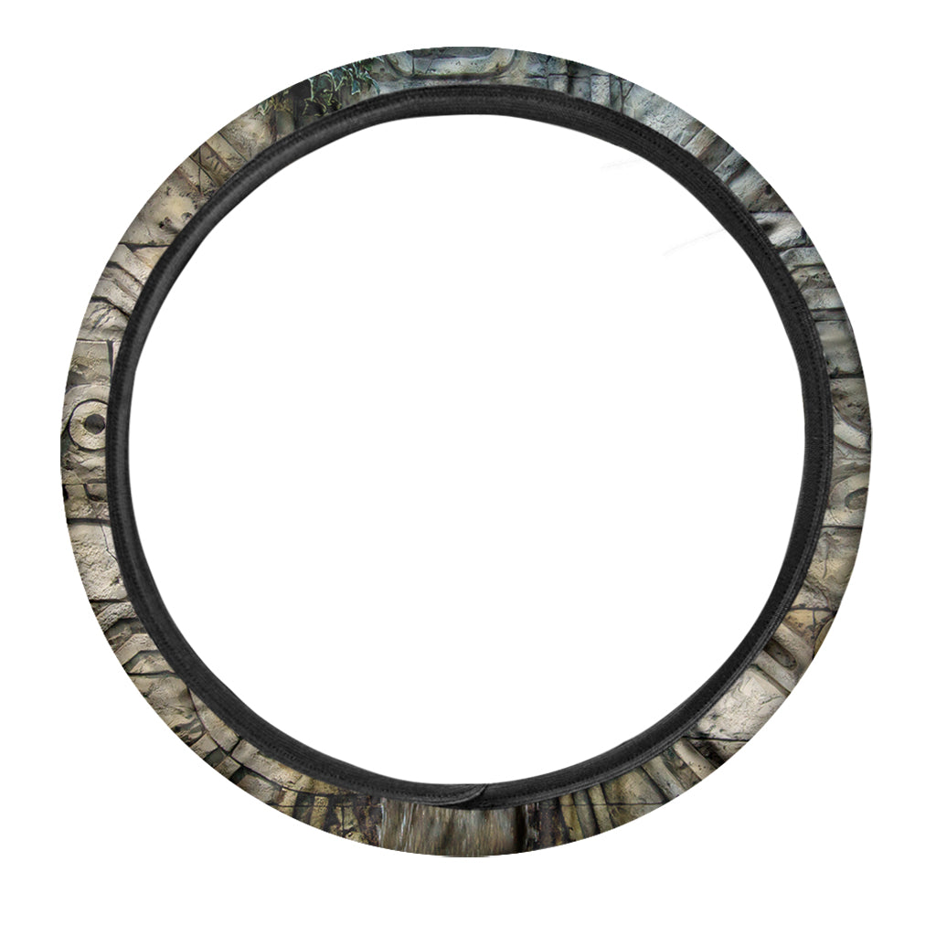 Mayan Stone Print Car Steering Wheel Cover