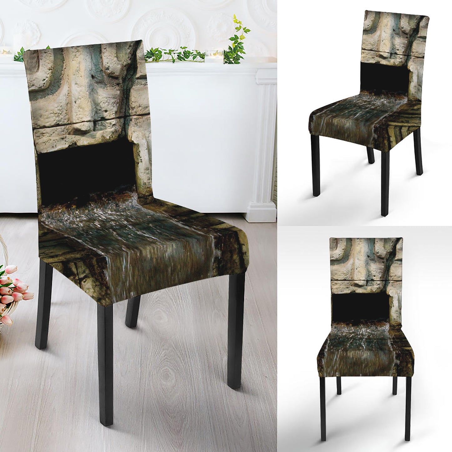 Mayan Stone Print Dining Chair Slipcover