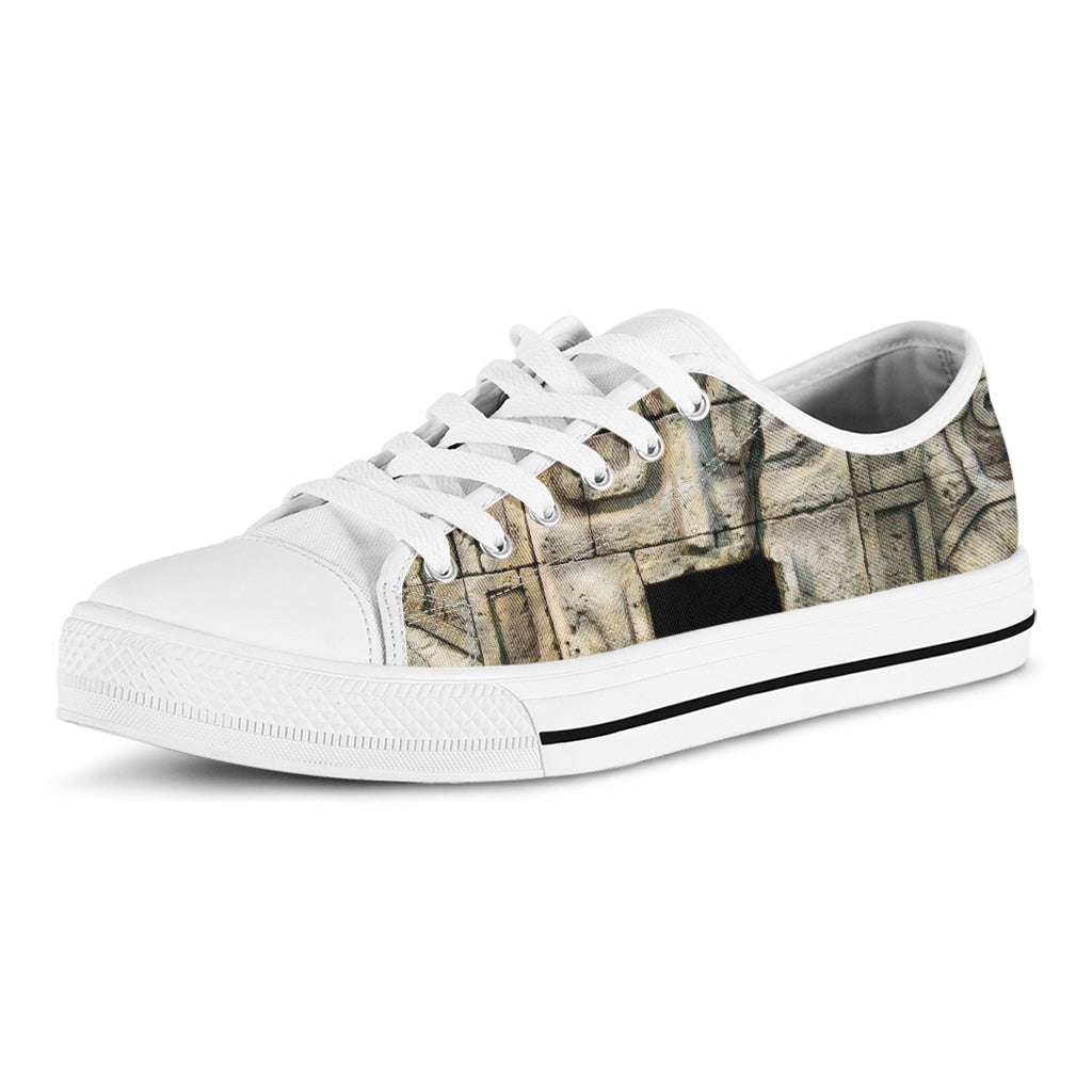 Mayan Stone Print White Low Top Shoes