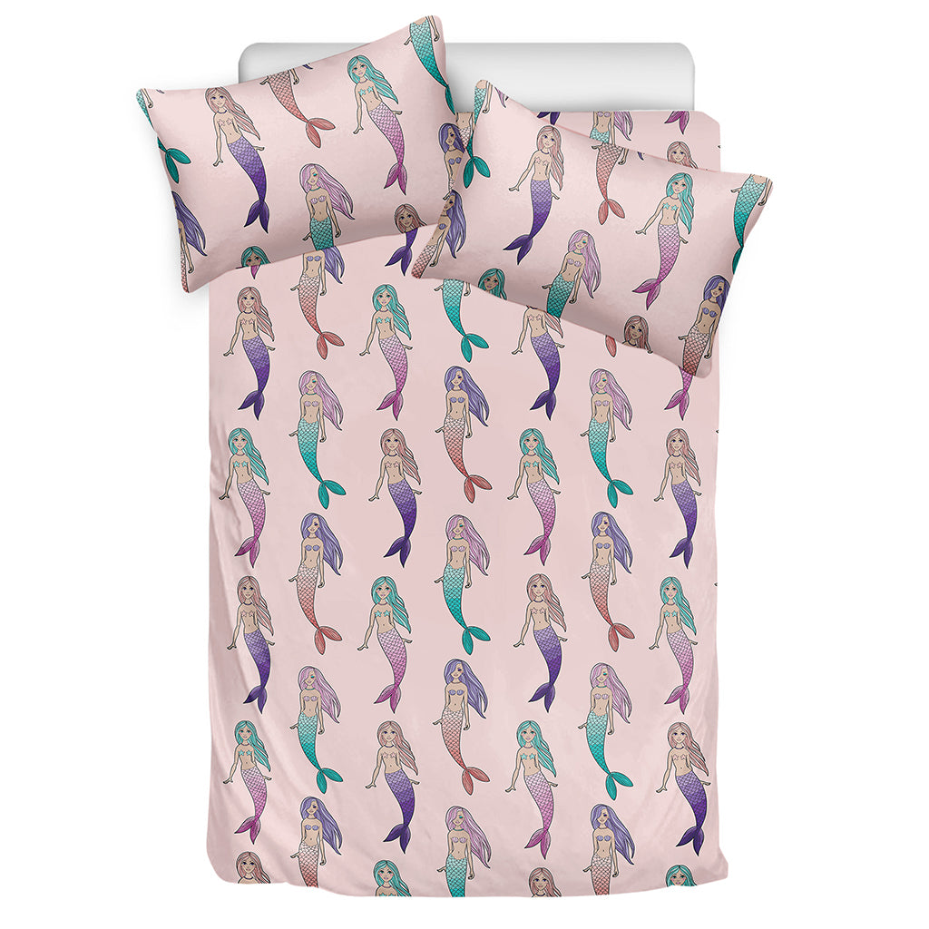 Mermaid Girls Pattern Print Duvet Cover Bedding Set