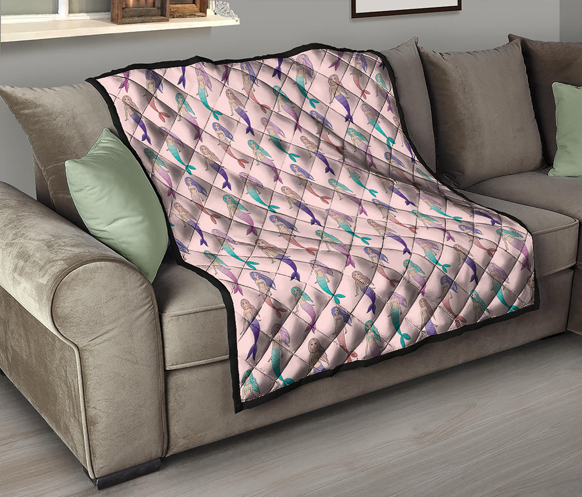 Mermaid Girls Pattern Print Quilt