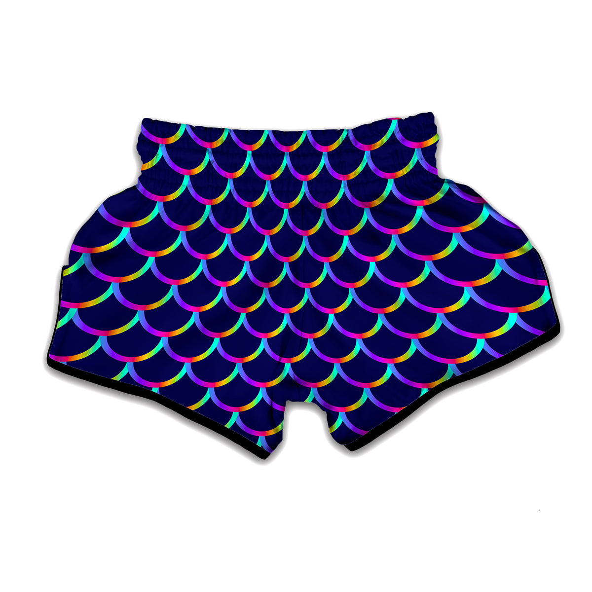 Mermaid Scales Pattern Print Muay Thai Boxing Shorts