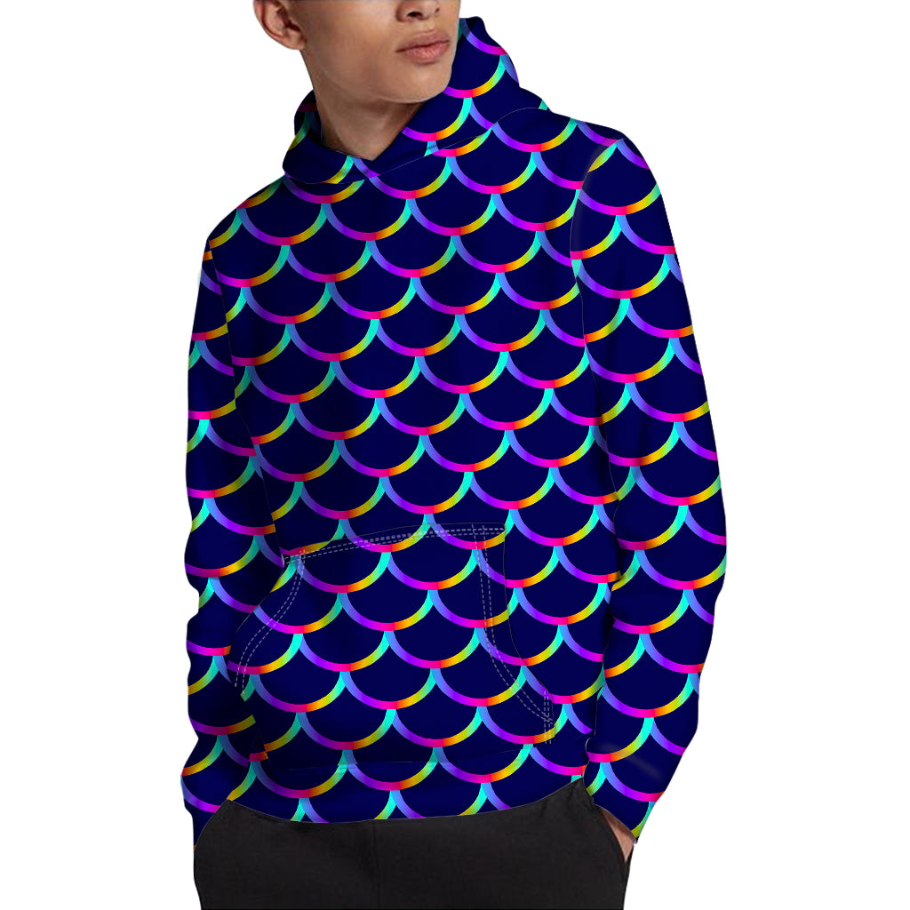 Mermaid Scales Pattern Print Pullover Hoodie