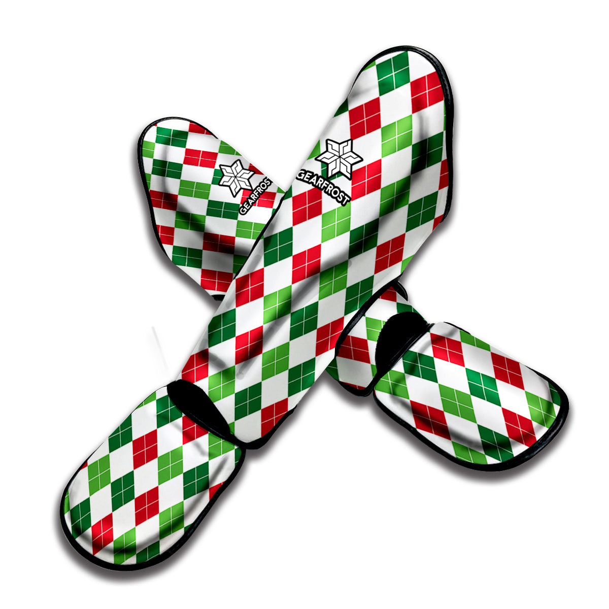 Merry Christmas Argyle Pattern Print Muay Thai Shin Guard