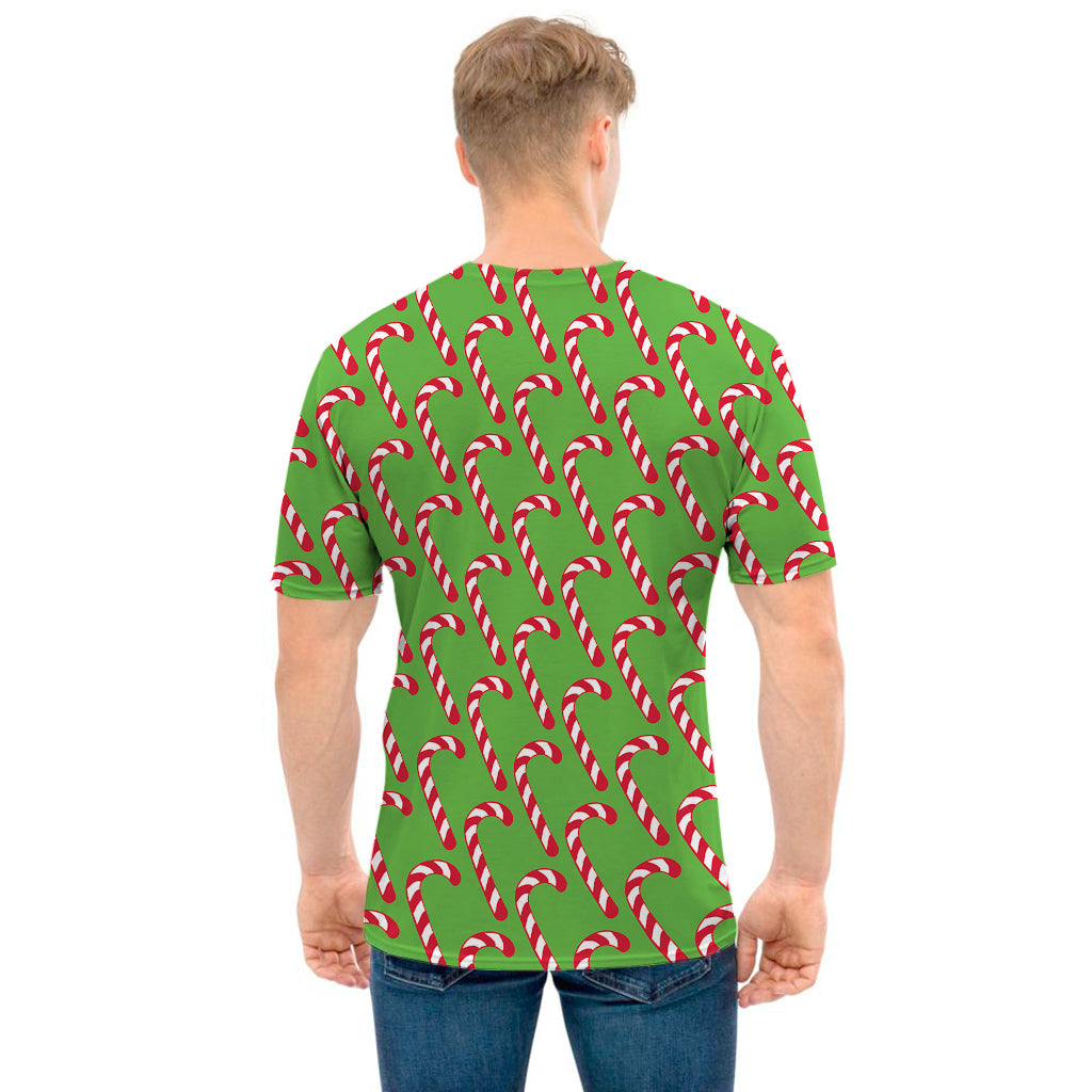 Merry Christmas Candy Cane Pattern Print Men's T-Shirt