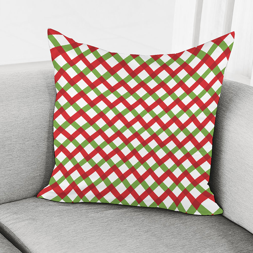 Merry Christmas Checkered Pattern Print Pillow Cover