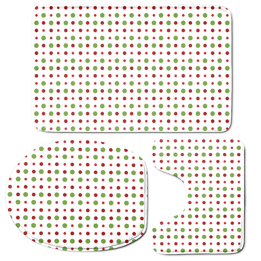Merry Christmas Dots Pattern Print 3 Piece Bath Mat Set