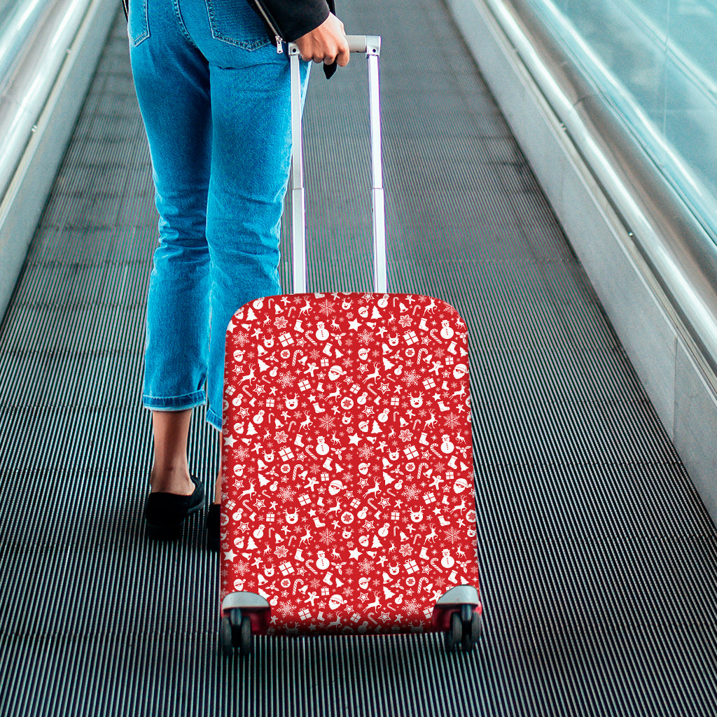 Merry Christmas Elements Pattern Print Luggage Cover