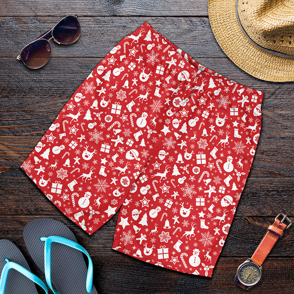 Merry Christmas Elements Pattern Print Men's Shorts