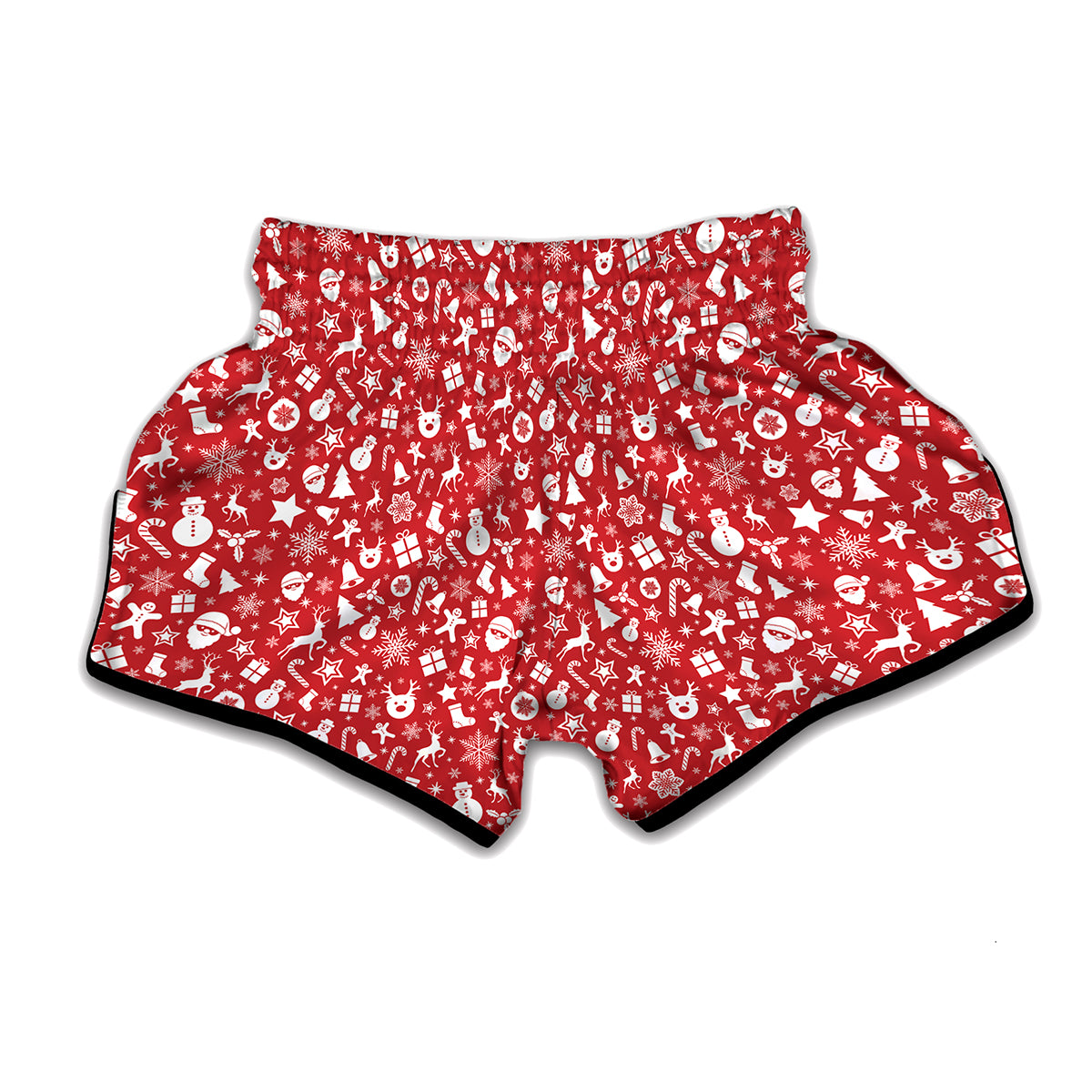 Merry Christmas Elements Pattern Print Muay Thai Boxing Shorts