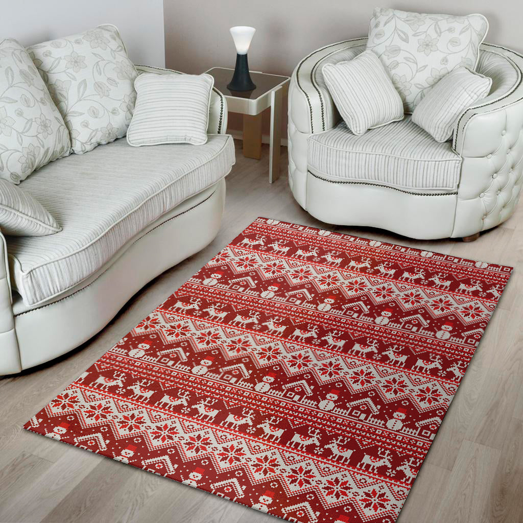 Merry Christmas Knitted Pattern Print Area Rug