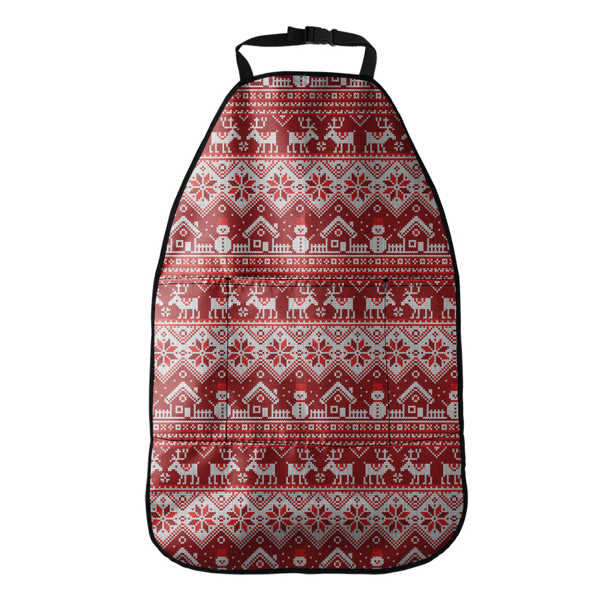 Merry Christmas Knitted Pattern Print Car Seat Organizers