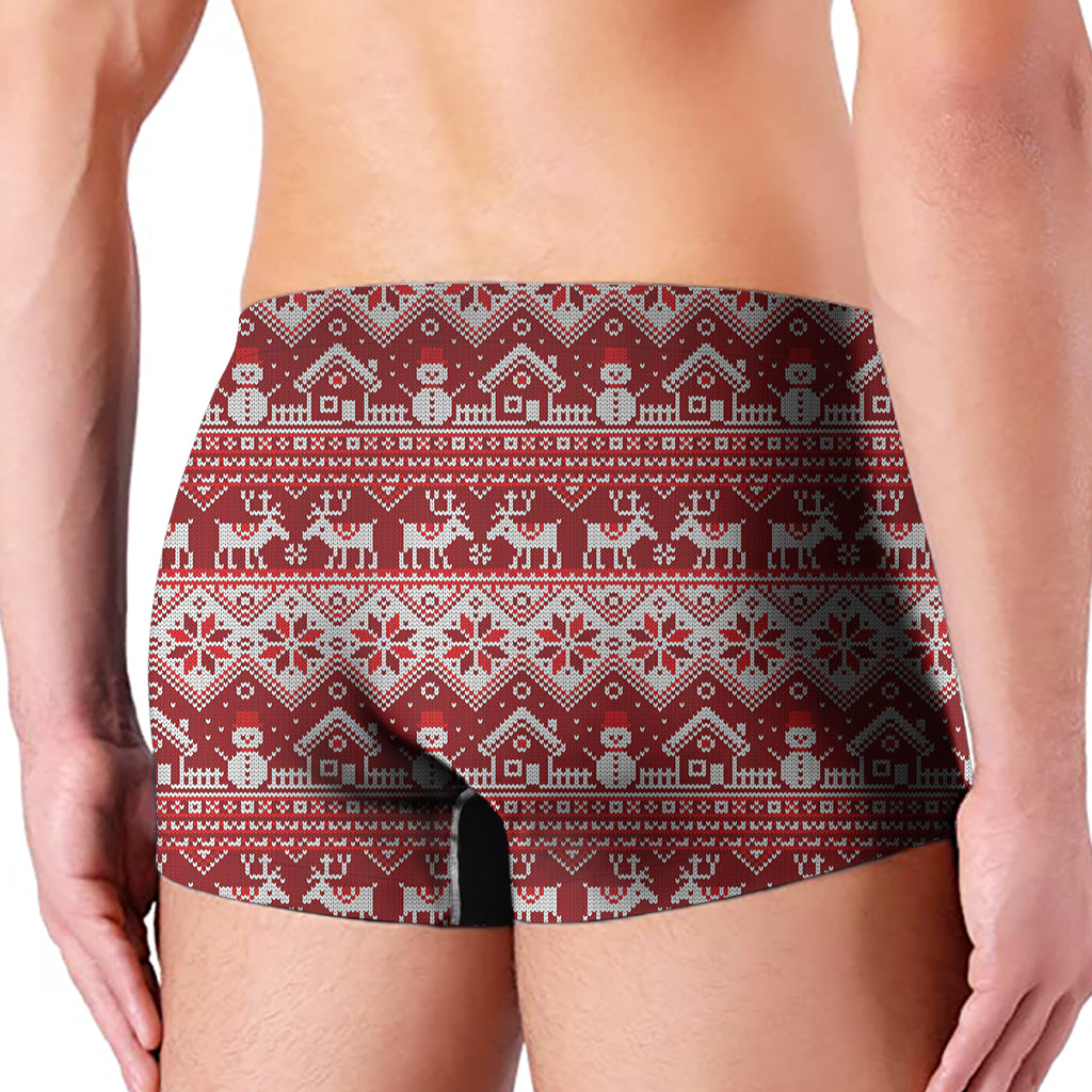 Merry Christmas Knitted Pattern Print Men's Boxer Briefs