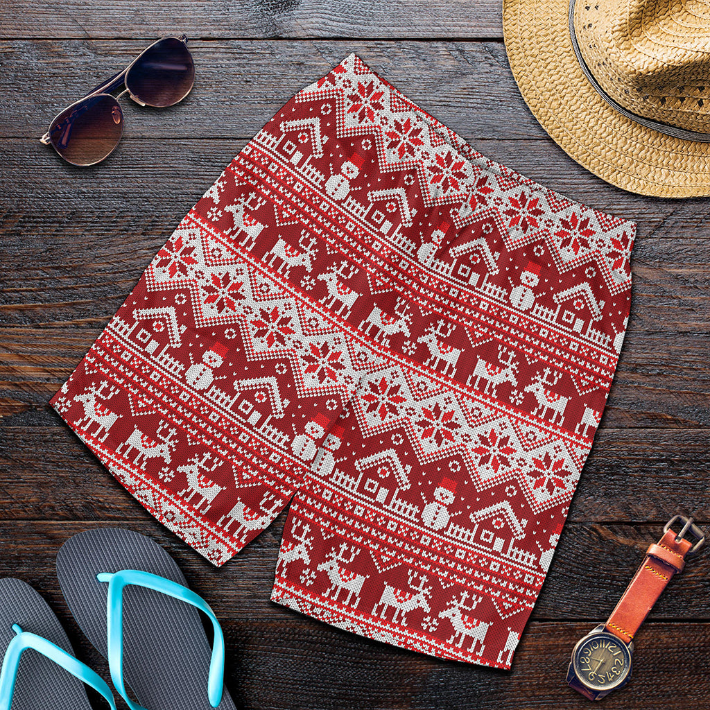 Merry Christmas Knitted Pattern Print Men's Shorts