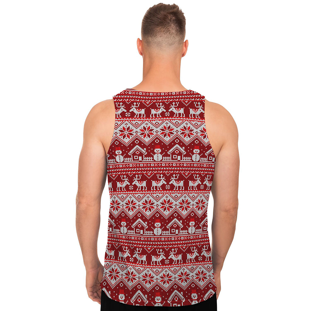 Merry Christmas Knitted Pattern Print Men's Tank Top