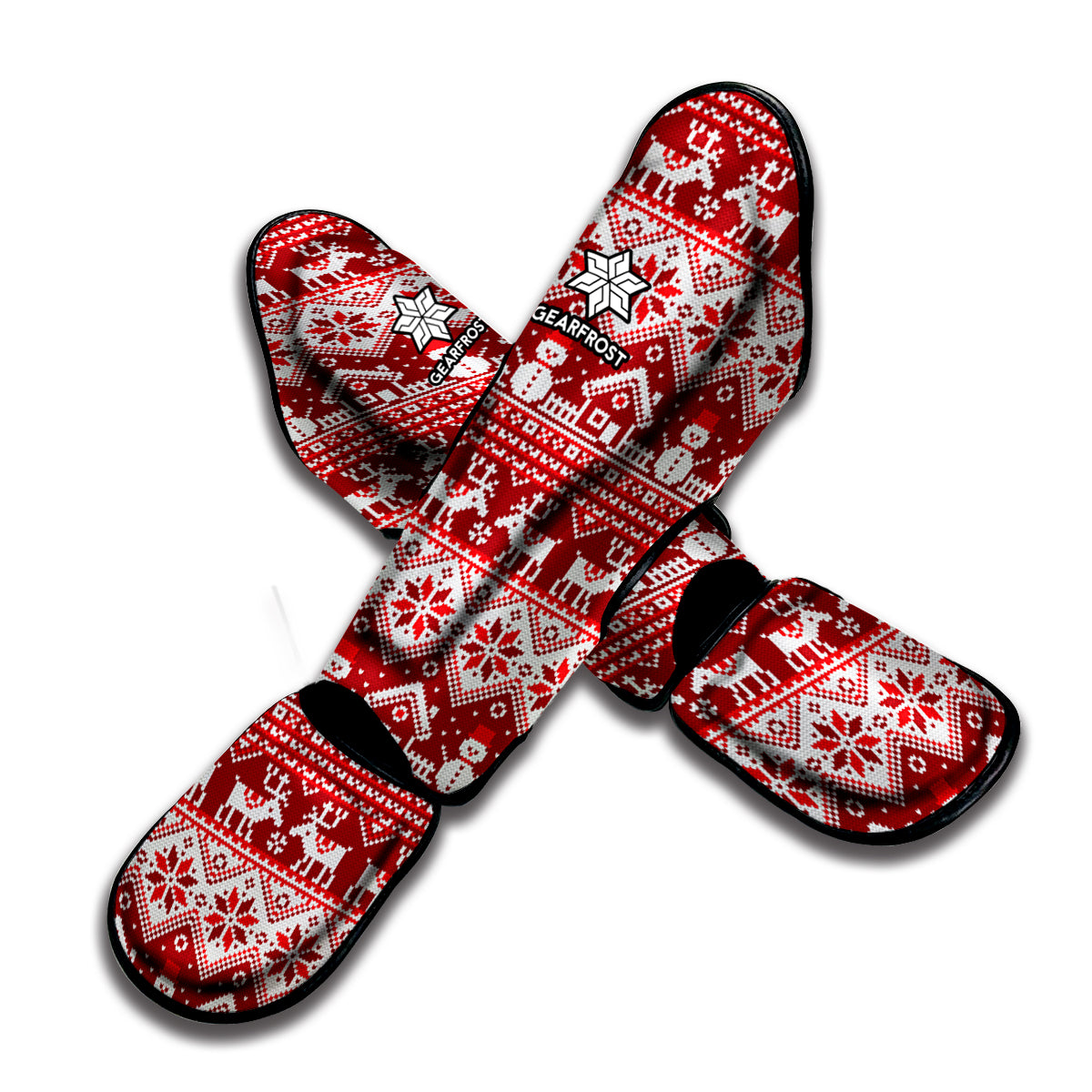 Merry Christmas Knitted Pattern Print Muay Thai Shin Guard