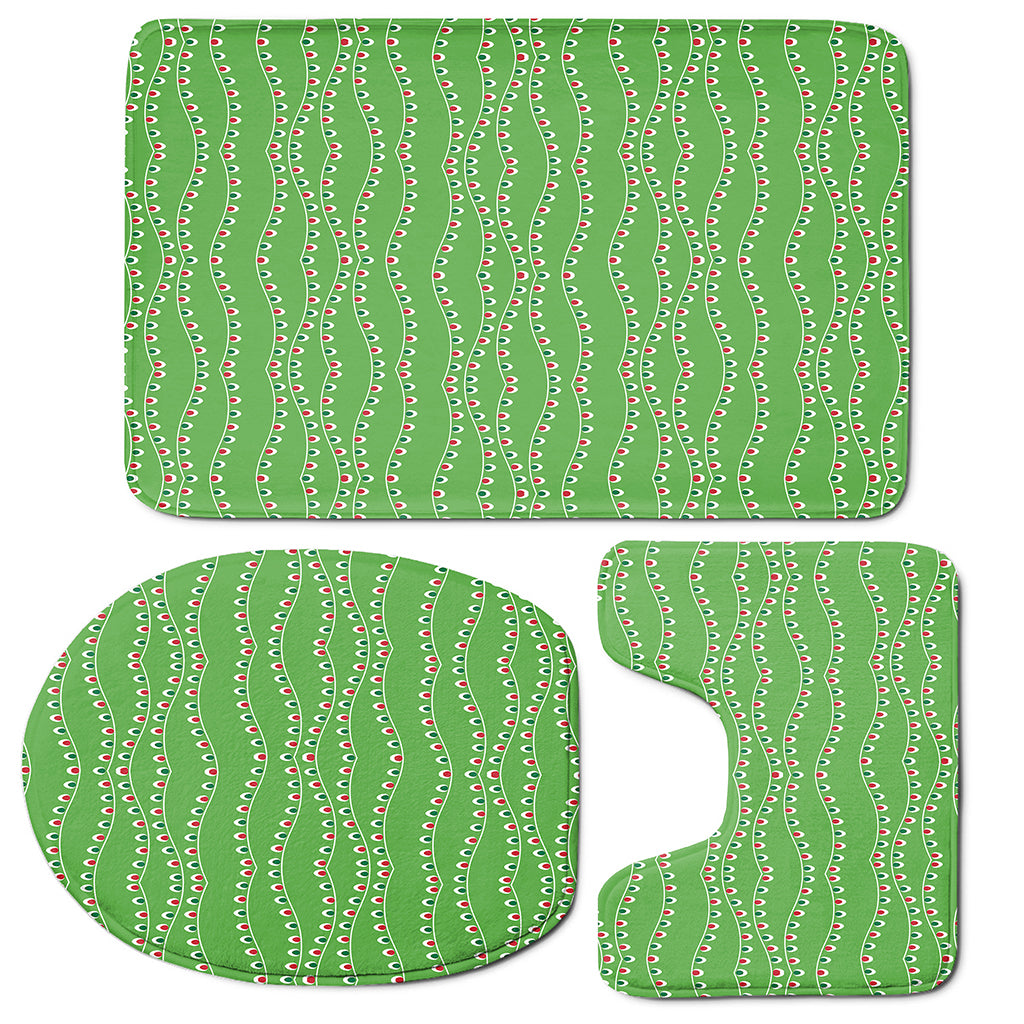 Merry Christmas Lights Pattern Print 3 Piece Bath Mat Set