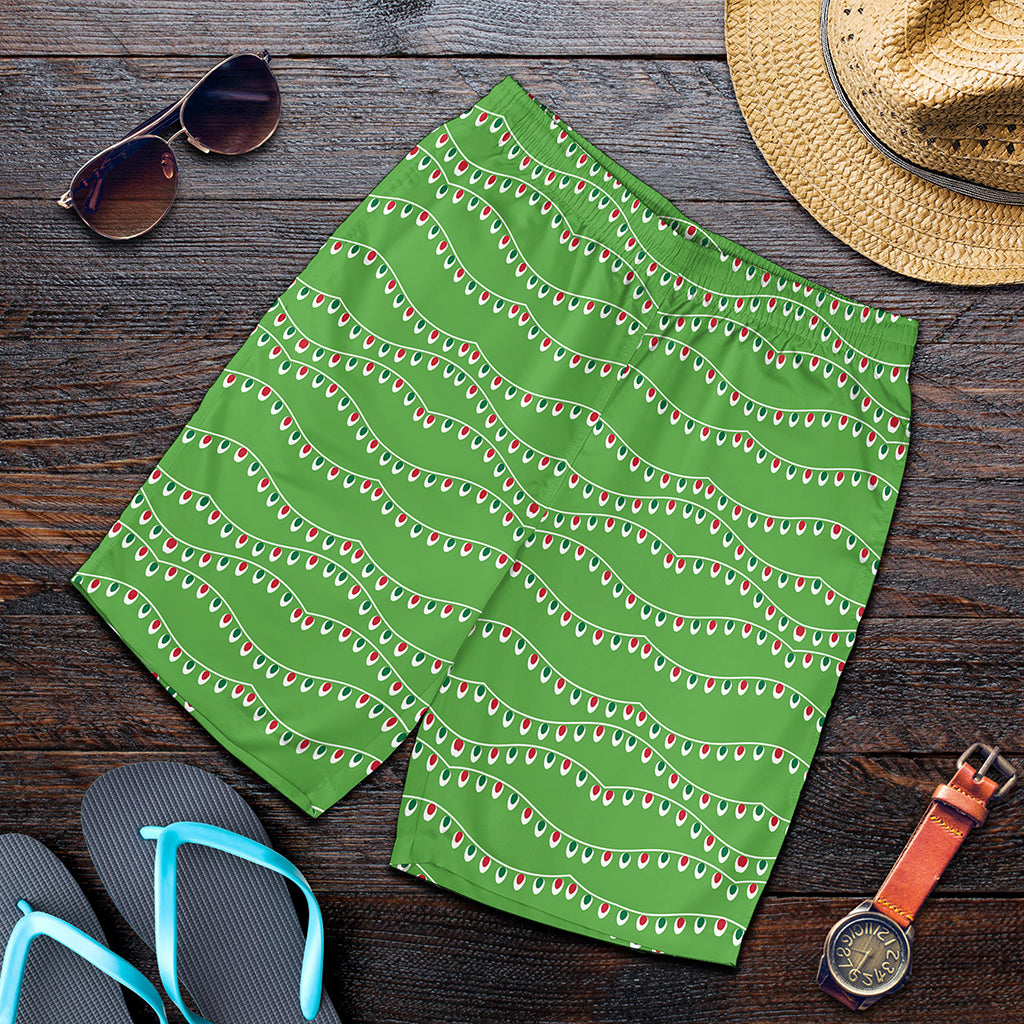 Merry Christmas Lights Pattern Print Men's Shorts