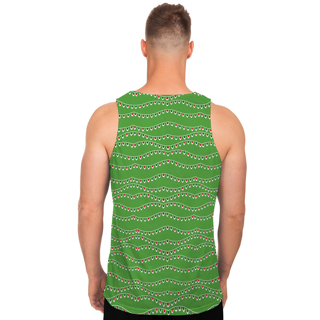 Merry Christmas Lights Pattern Print Men's Tank Top