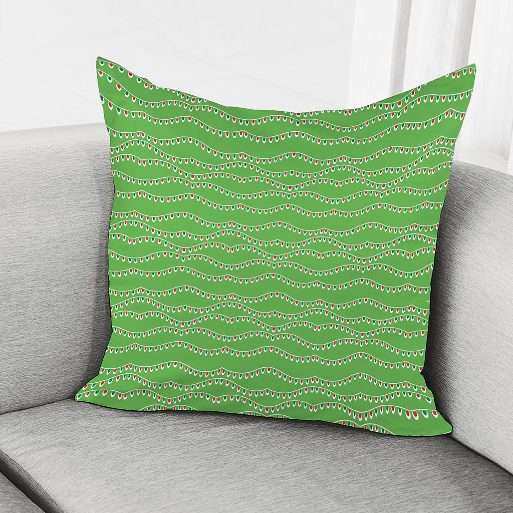 Merry Christmas Lights Pattern Print Pillow Cover