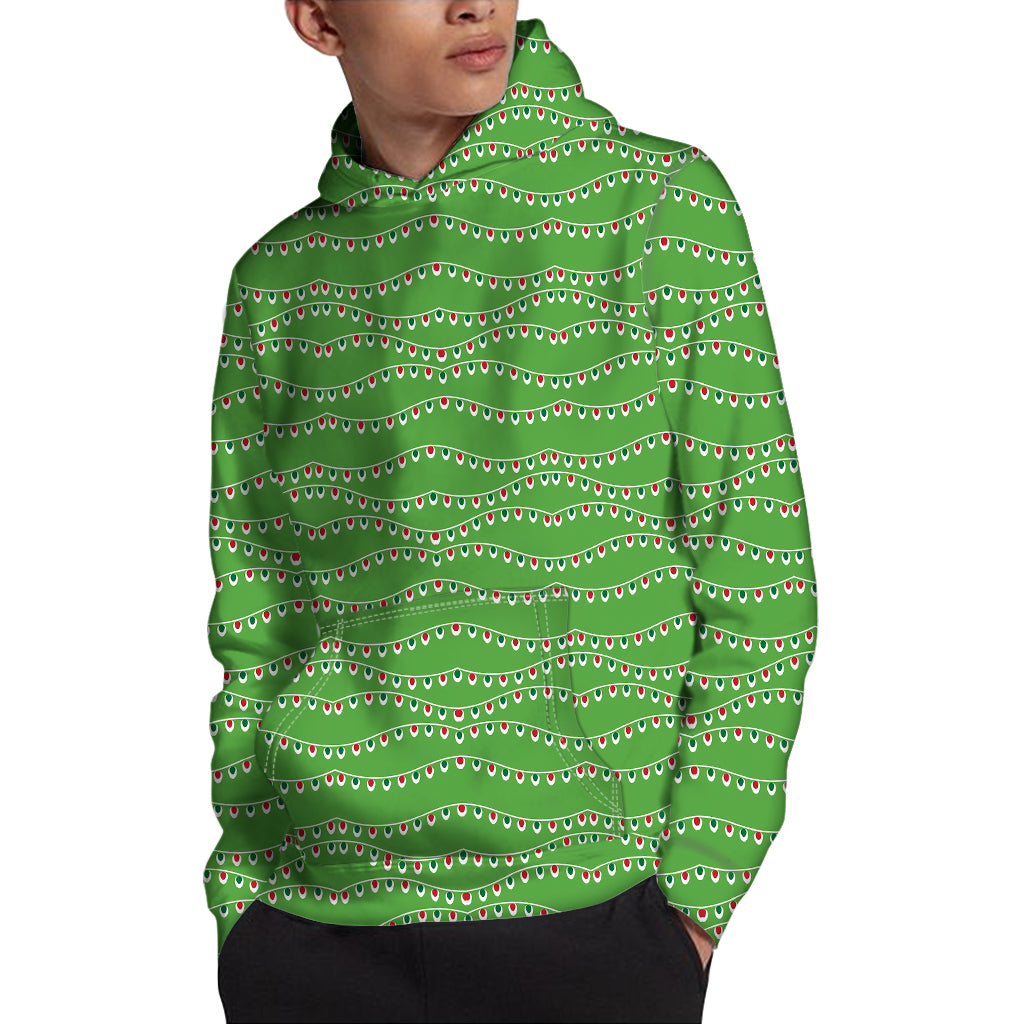 Merry Christmas Lights Pattern Print Pullover Hoodie