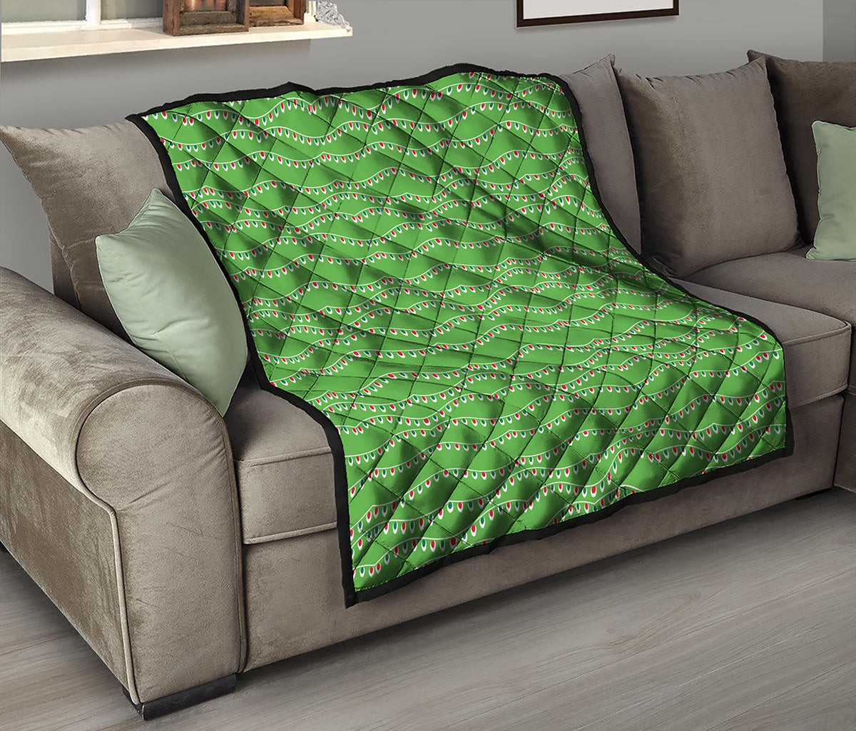 Merry Christmas Lights Pattern Print Quilt