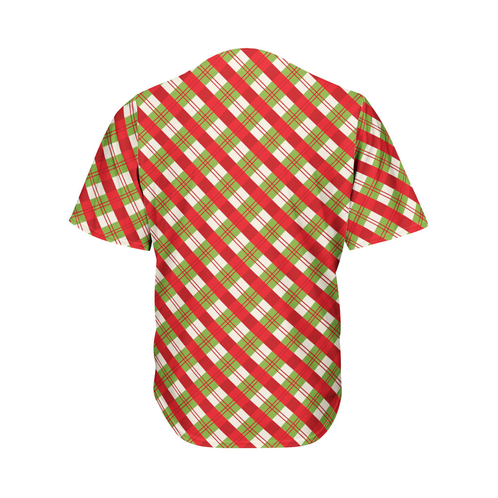 Merry Christmas Plaid Pattern Print Men's Baseball Jersey