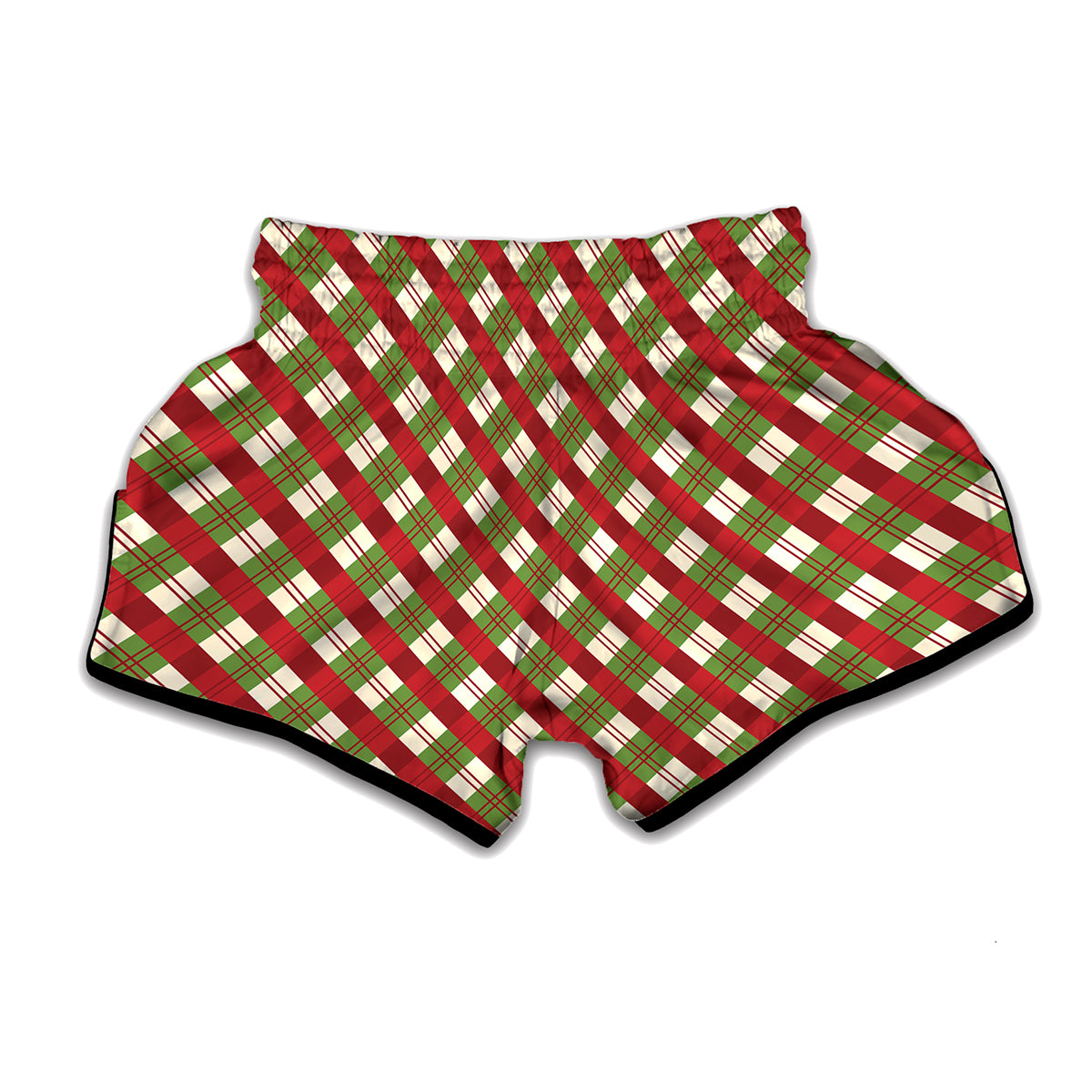 Merry Christmas Plaid Pattern Print Muay Thai Boxing Shorts