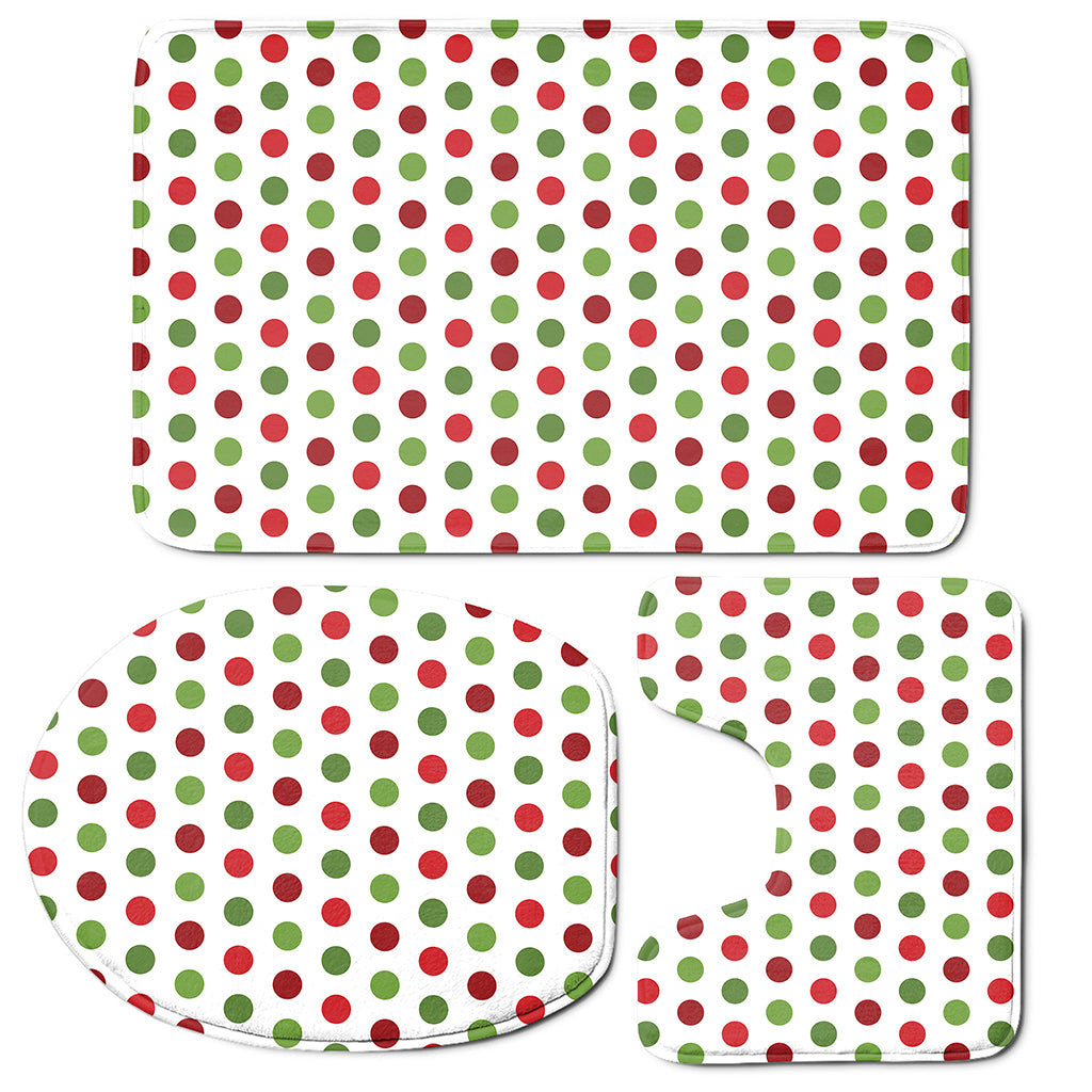 Merry Christmas Polka Dot Pattern Print 3 Piece Bath Mat Set