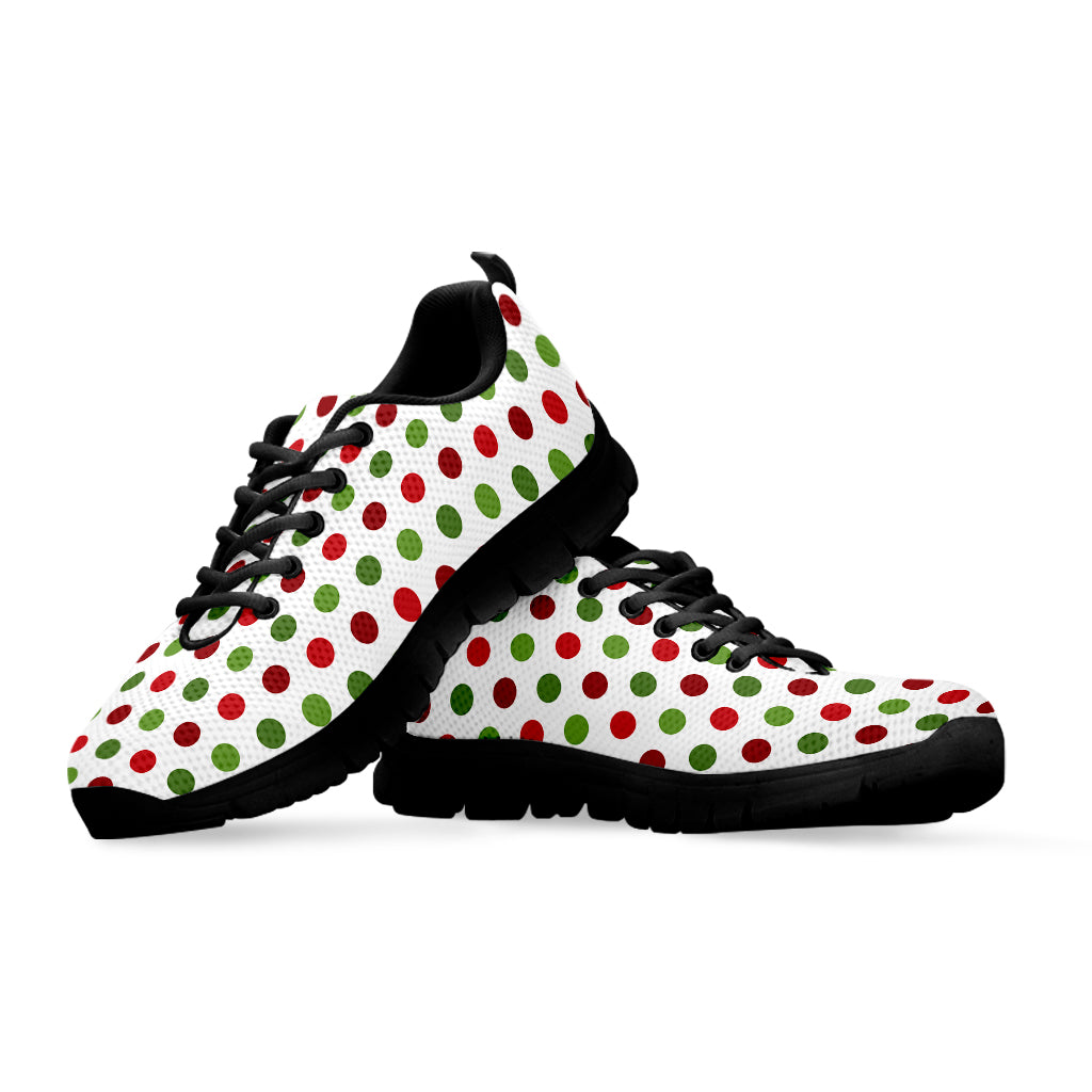 Merry Christmas Polka Dot Pattern Print Black Sneakers
