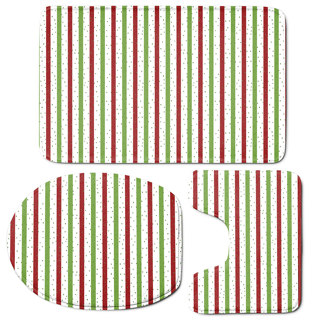 Merry Christmas Striped Pattern Print 3 Piece Bath Mat Set