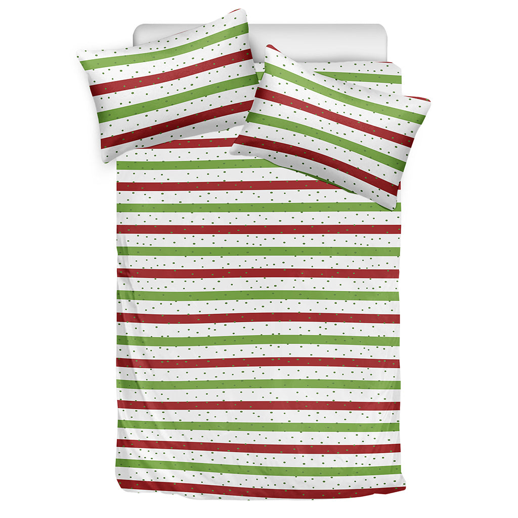 Merry Christmas Striped Pattern Print Duvet Cover Bedding Set